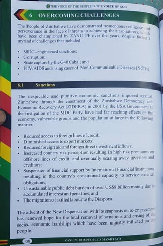 ZANU PF 2018 Elections Manifesto 