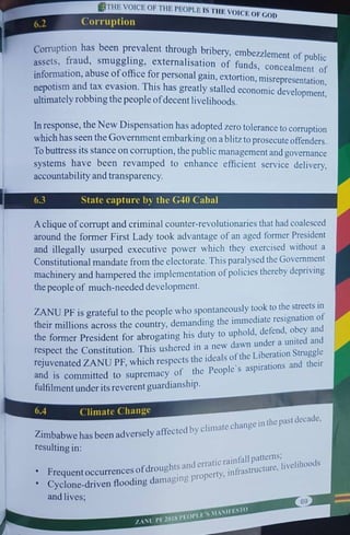 ZANU PF 2018 Elections Manifesto 