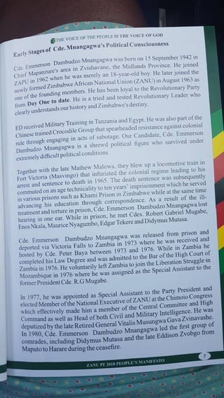ZANU PF 2018 Elections Manifesto 