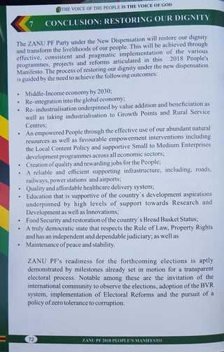 ZANU PF 2018 Elections Manifesto 