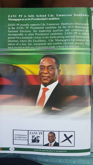 ZANU PF 2018 Elections Manifesto 