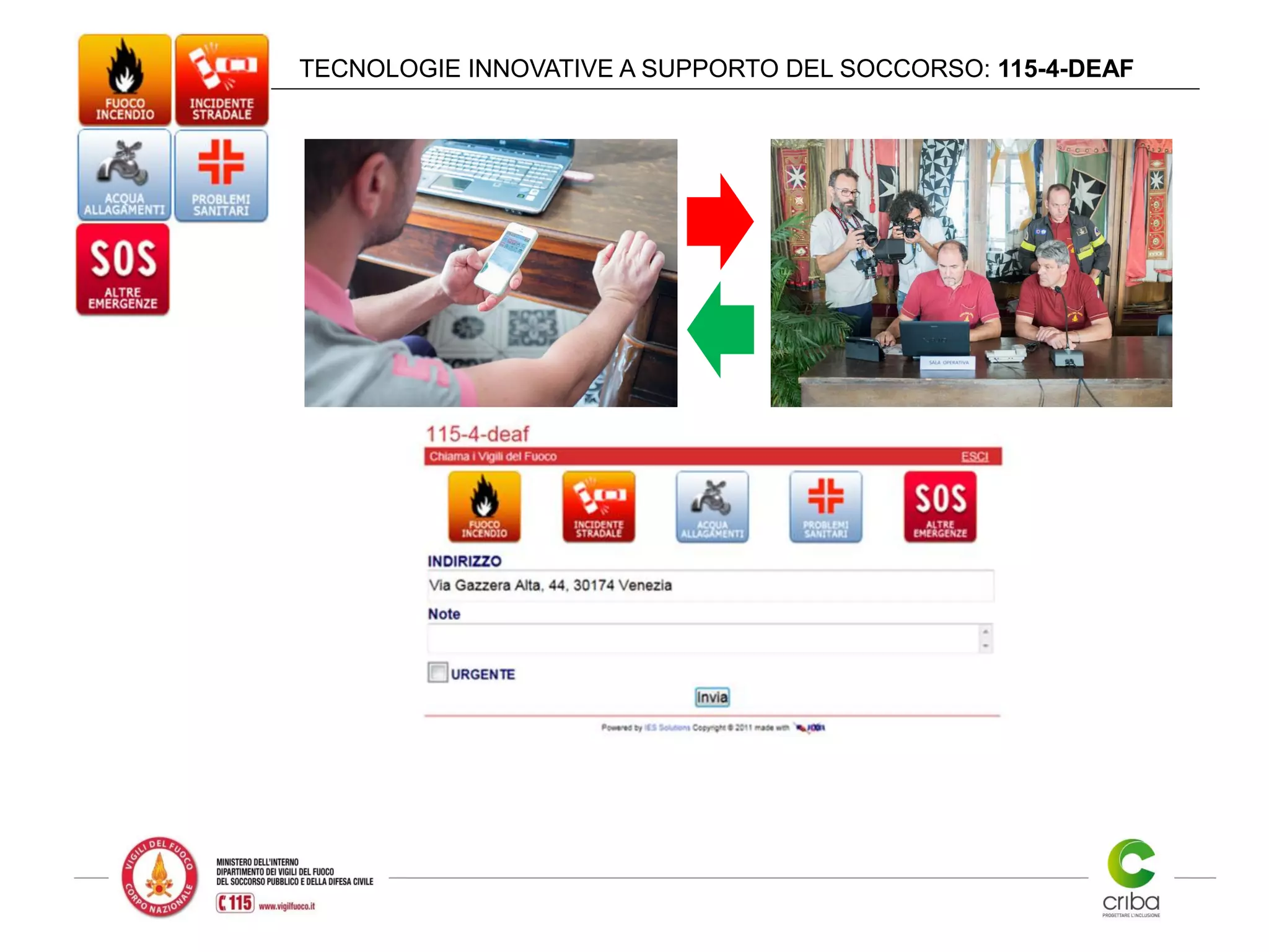 TECNOLOGIE INNOVATIVE A SUPPORTO DEL SOCCORSO: 115-4-DEAF
 