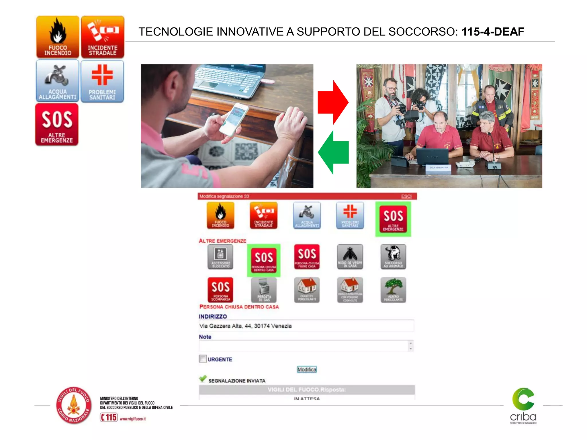 TECNOLOGIE INNOVATIVE A SUPPORTO DEL SOCCORSO: 115-4-DEAF
 