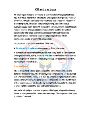 oil and gas traps | DOCX