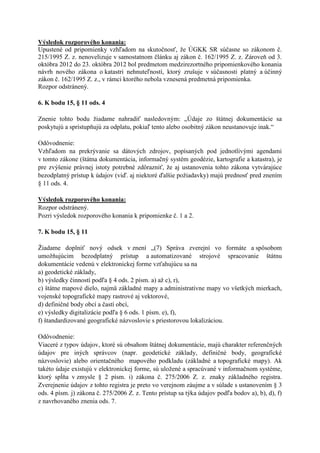 Zápisnica z rozporového konania k hromadnej pripomienke k novele zákona o geodézii a kartografii z 3. decembra 2012