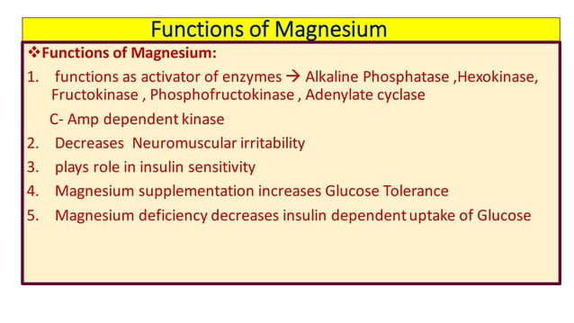 Which Of The Following Is Not A Function Of Magnesium Metabolism of magnesium and its clinical significance | PPT