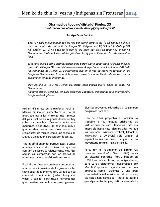 Localizacion De Firefox Os Al Zapoteco