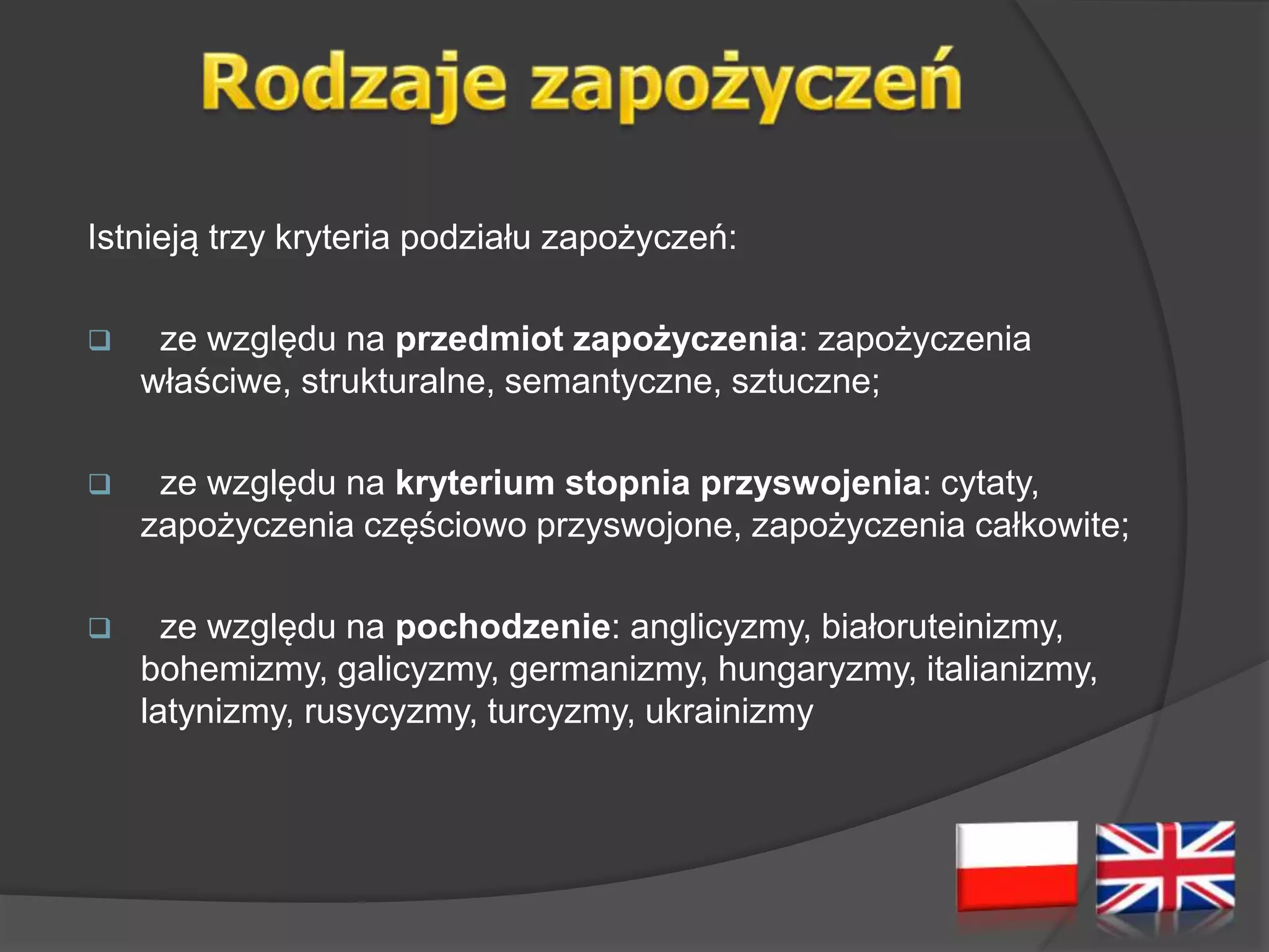 Zapozyczenia z jezyka angielskiego | PPT