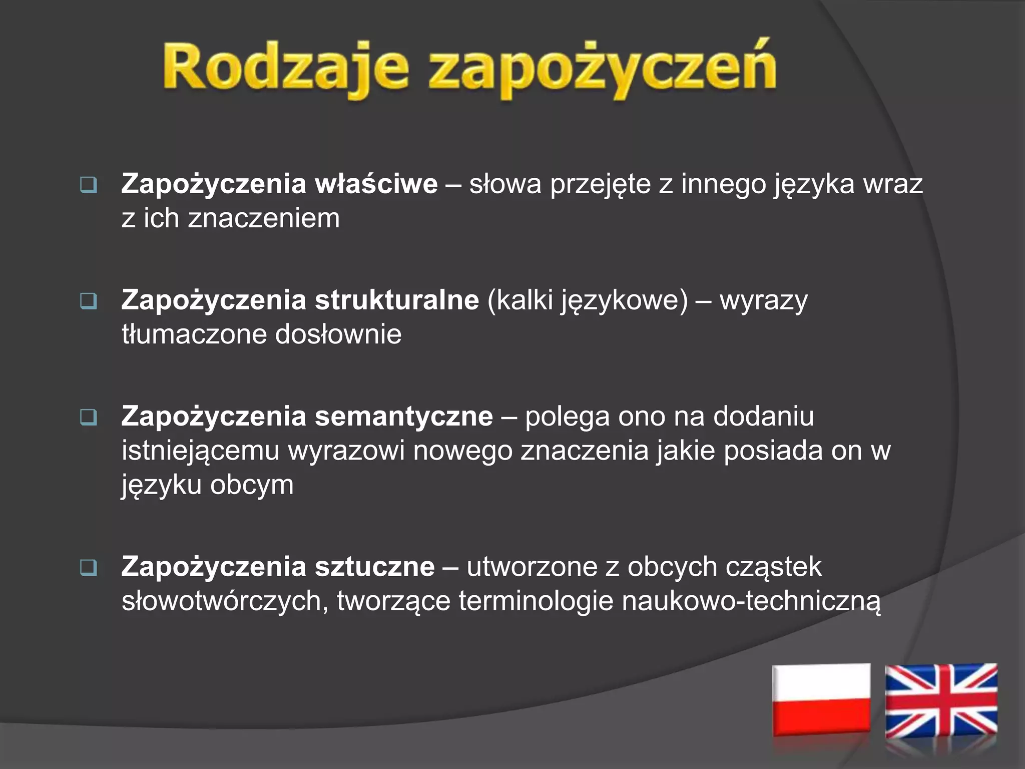 Zapozyczenia z jezyka angielskiego | PPT