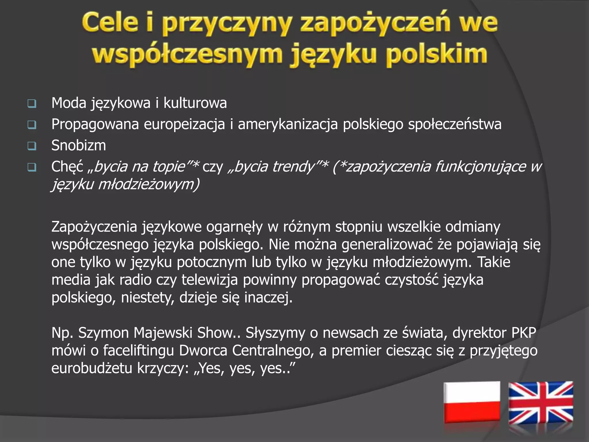 Zapozyczenia z jezyka angielskiego | PPT