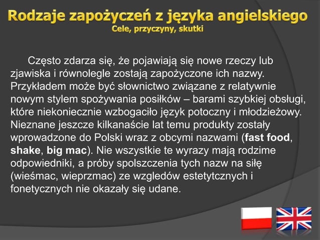 Zapozyczenia z jezyka angielskiego | PPT