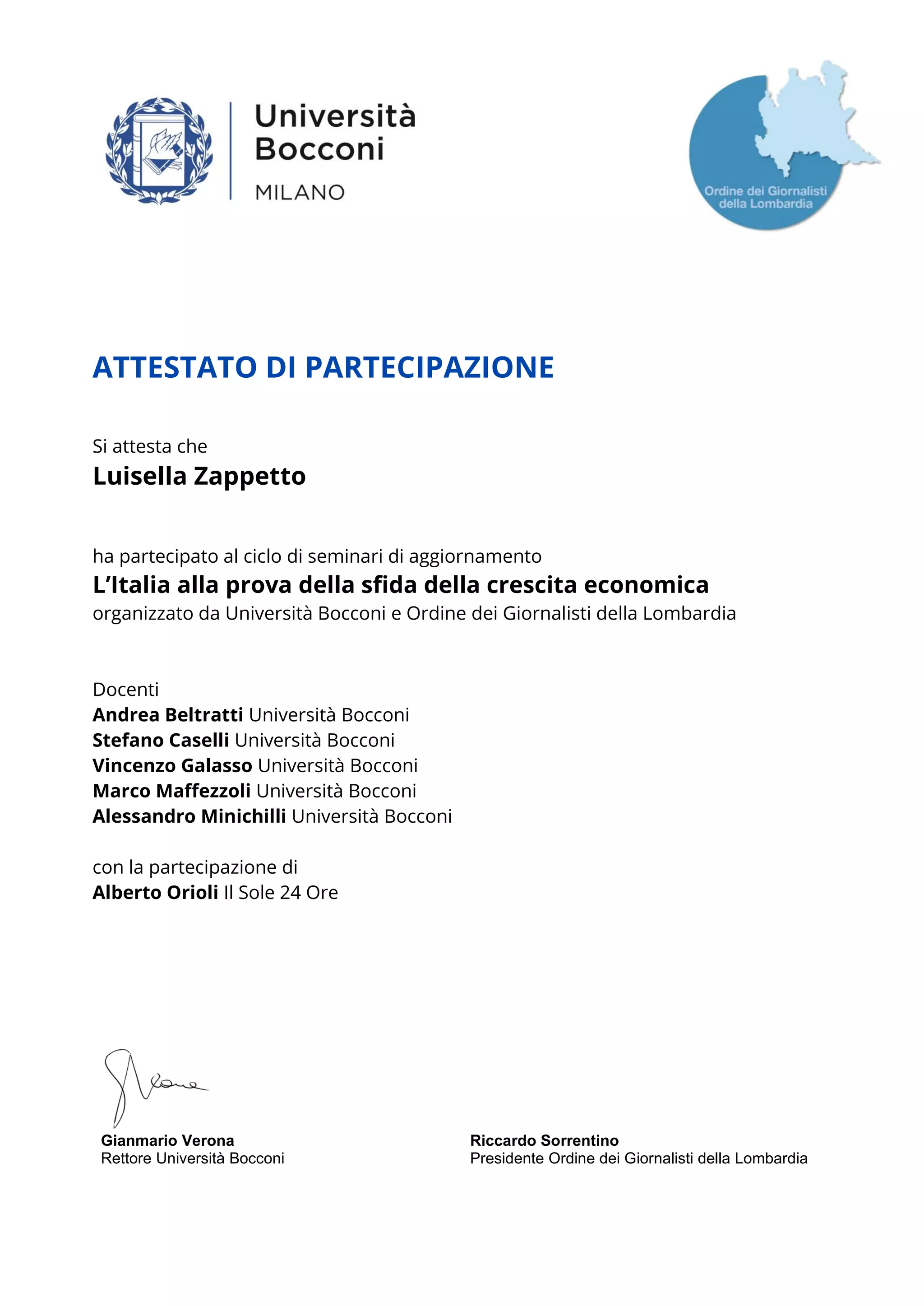 modello di attestato di partecipazione