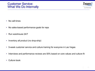 Customer Service: What We Do Internally <ul><ul><li>No call times </li></ul></ul><ul><ul><li>No sales-based performance go...