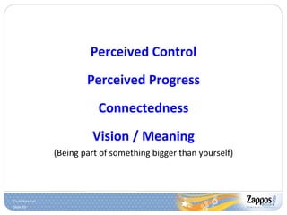 Perceived Control Perceived Progress Connectedness Vision / Meaning (Being part of something bigger than yourself) 