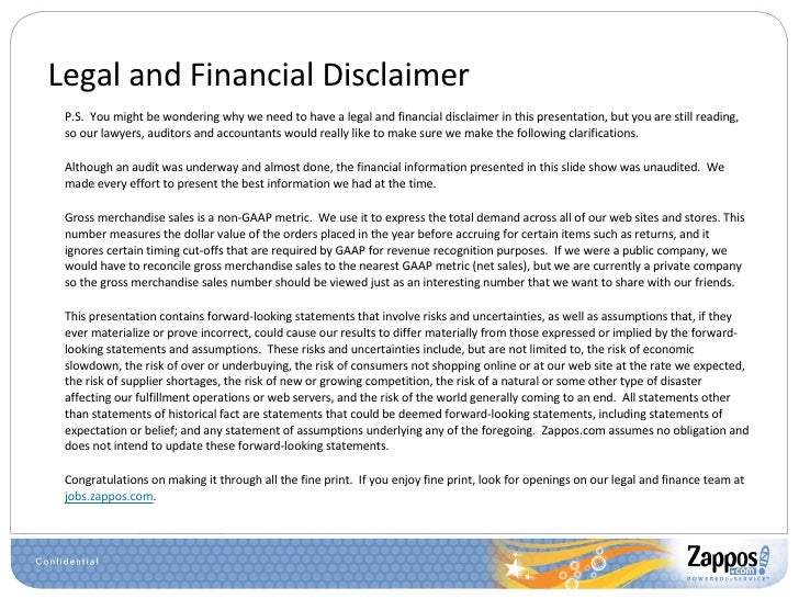 Legal and Financial Disclaimer P.S.