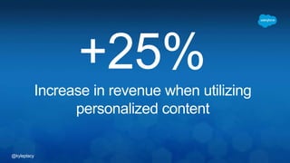 @kyleplacy
Increase in revenue when utilizing
personalized content
 