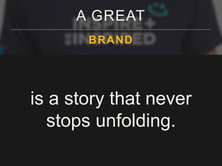 A GREAT
BRAND
is a story that never
stops unfolding.
 