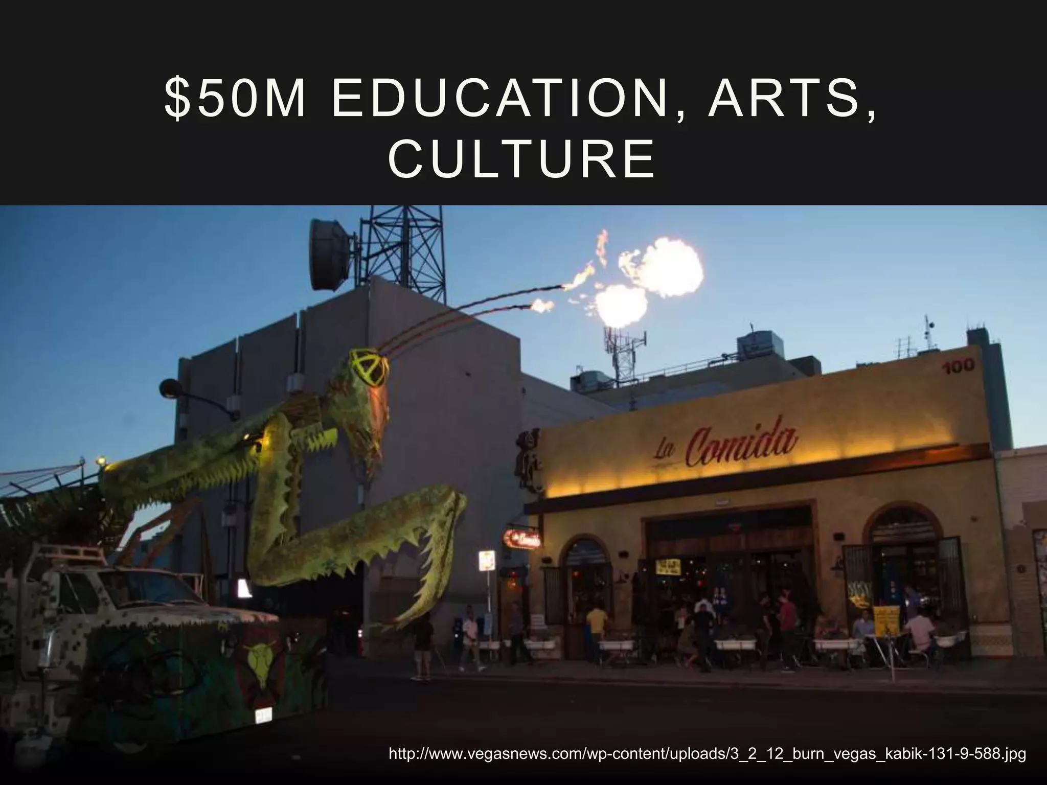 $50M EDUCATION, ARTS,
CULTURE
http://www.vegasnews.com/wp-content/uploads/3_2_12_burn_vegas_kabik-131-9-588.jpg
 