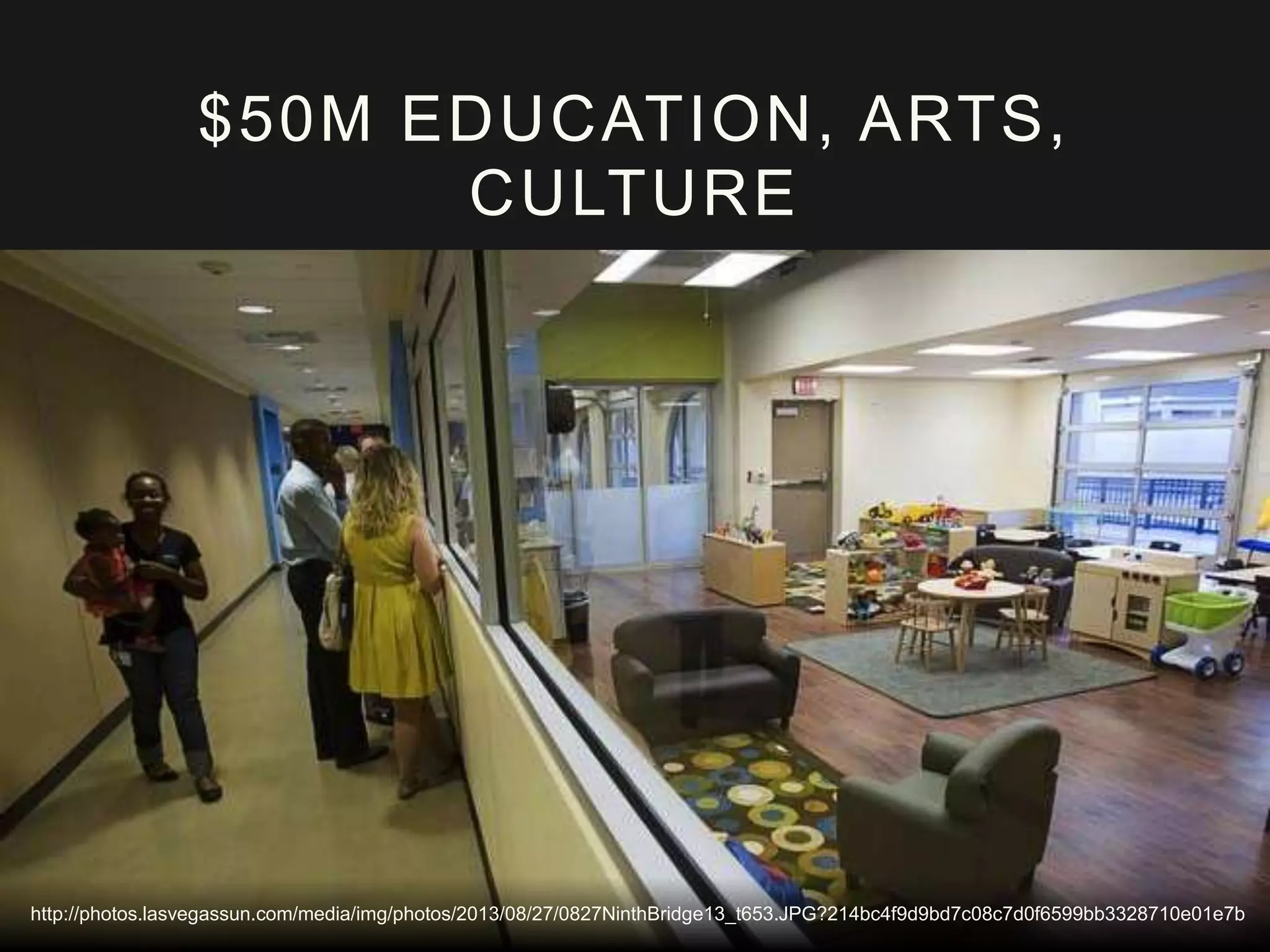 $50M EDUCATION, ARTS,
CULTURE
http://photos.lasvegassun.com/media/img/photos/2013/08/27/0827NinthBridge13_t653.JPG?214bc4f9d9bd7c08c7d0f6599bb3328710e01e7b
 