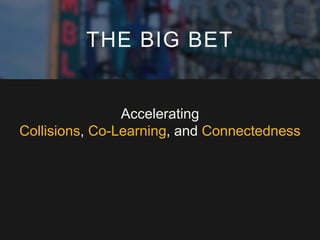 Accelerating
Collisions, Co-Learning, and Connectedness
THE BIG BET
 