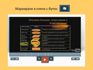 Маркиране в клипа с бутон
 