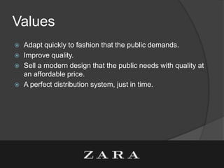 Zara Values Company Profile: Zara | PPTX