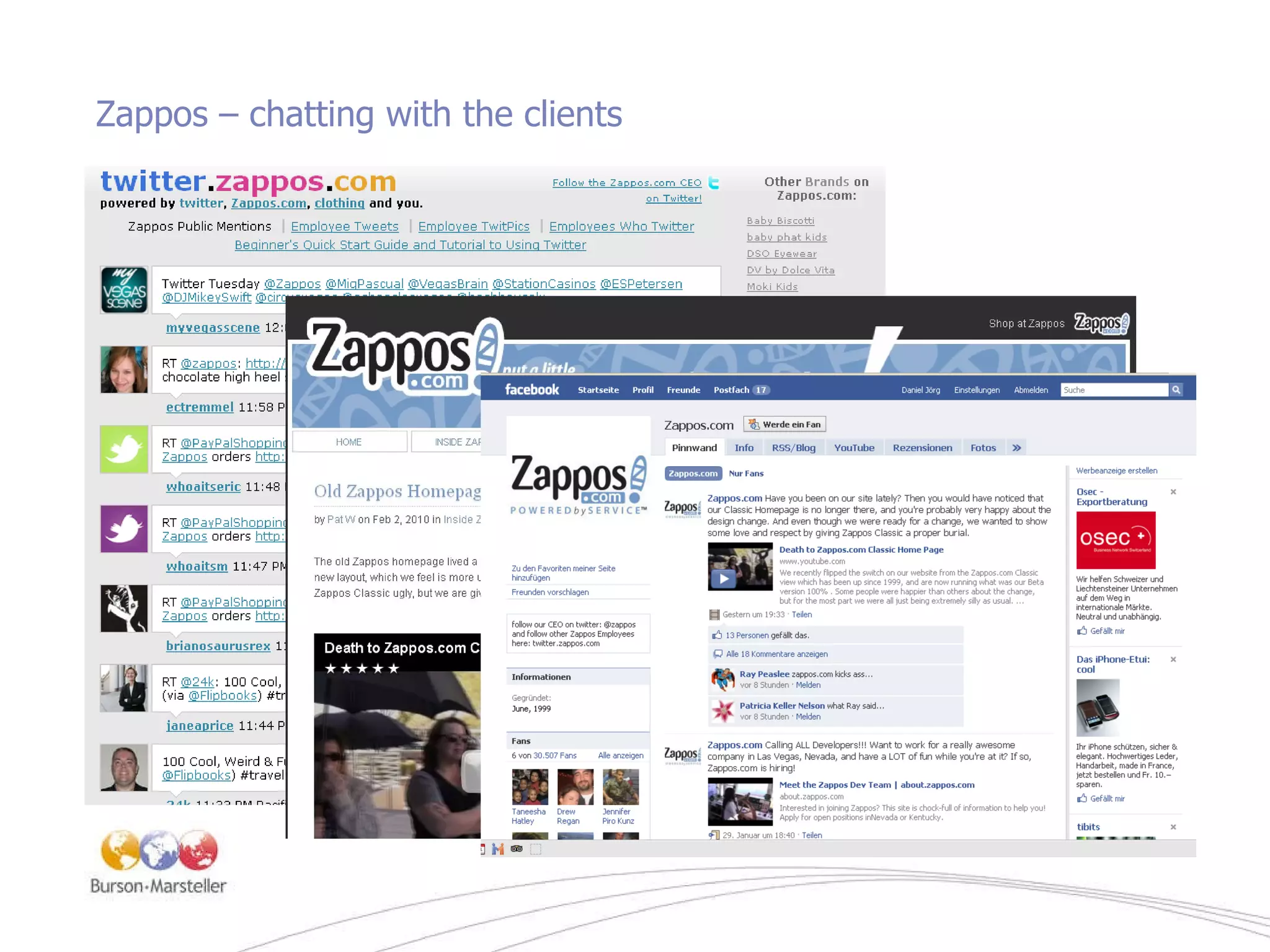 Zappos – chatting with the clients 