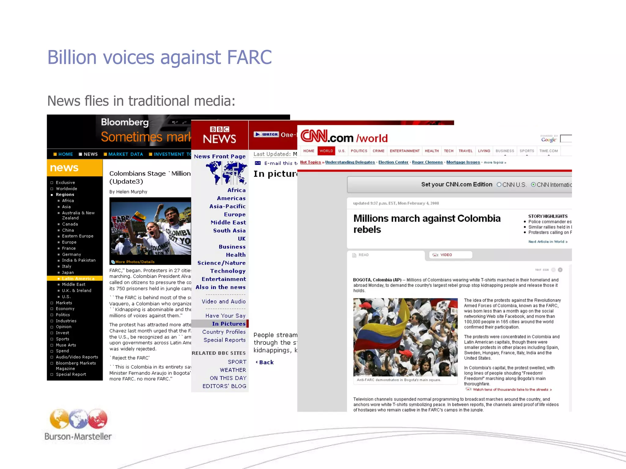 Billion voices against FARC News flies in traditional media: 