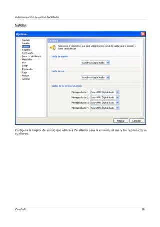 Zara Software Zara Radio manual de uso en Español | PDF