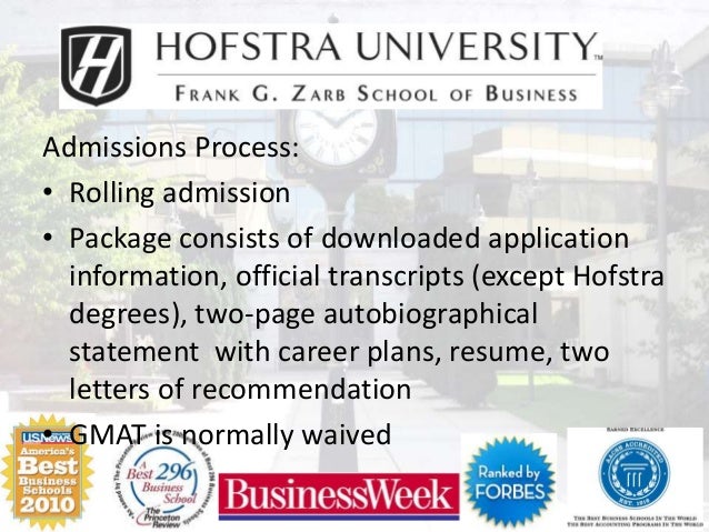 zarb school emba program hofstra letter of recommendation