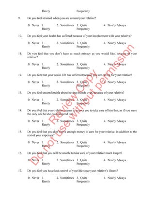 Zarit burden origianal scale | PDF