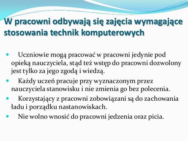 Bhp W Pracowni Komputerowej Prezentacja Zasady bhp w