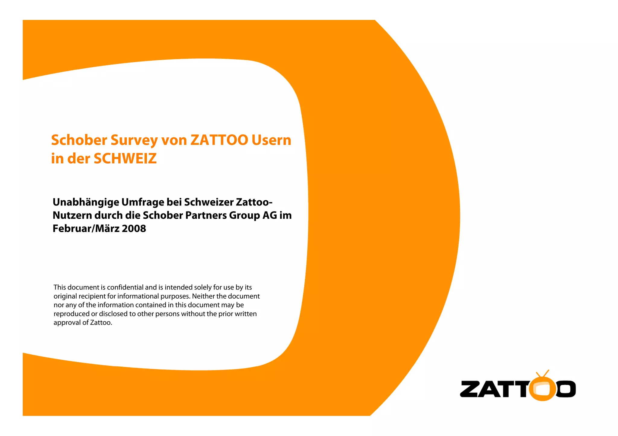 Zattoo Benutzer Umfrage - Schweiz - Q1 08