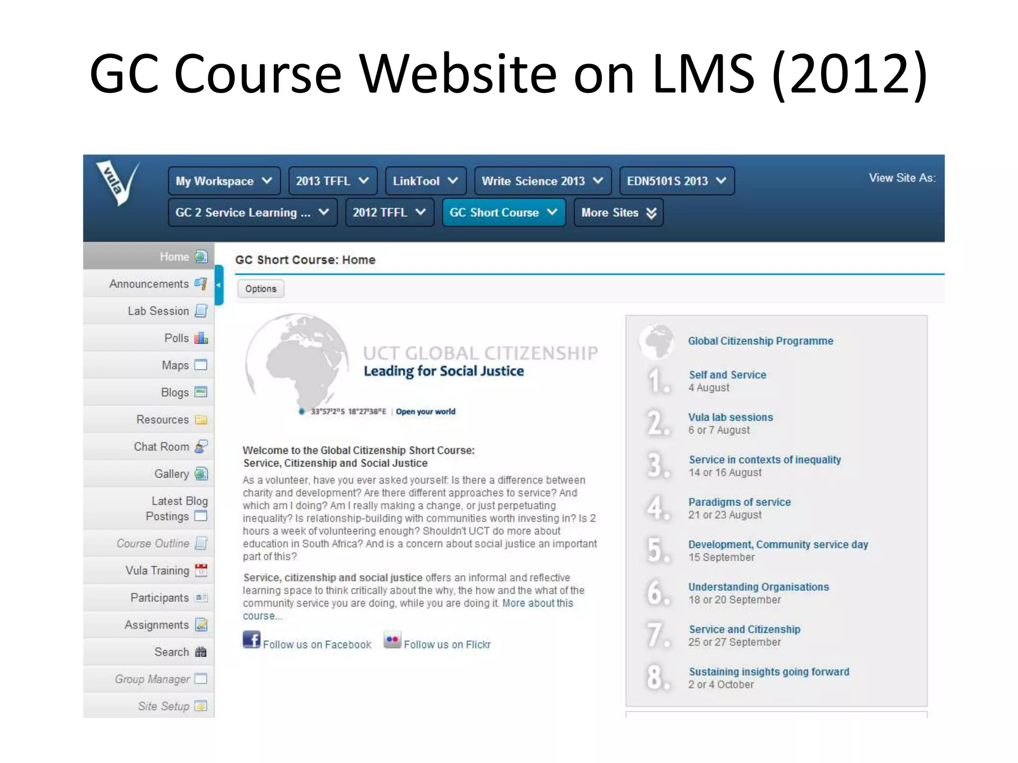 GC Course Website on LMS (2012)
 