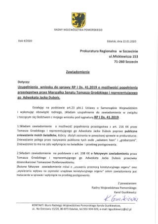 Zawiadomienia Karola Guzikiewicza 22.01.2020