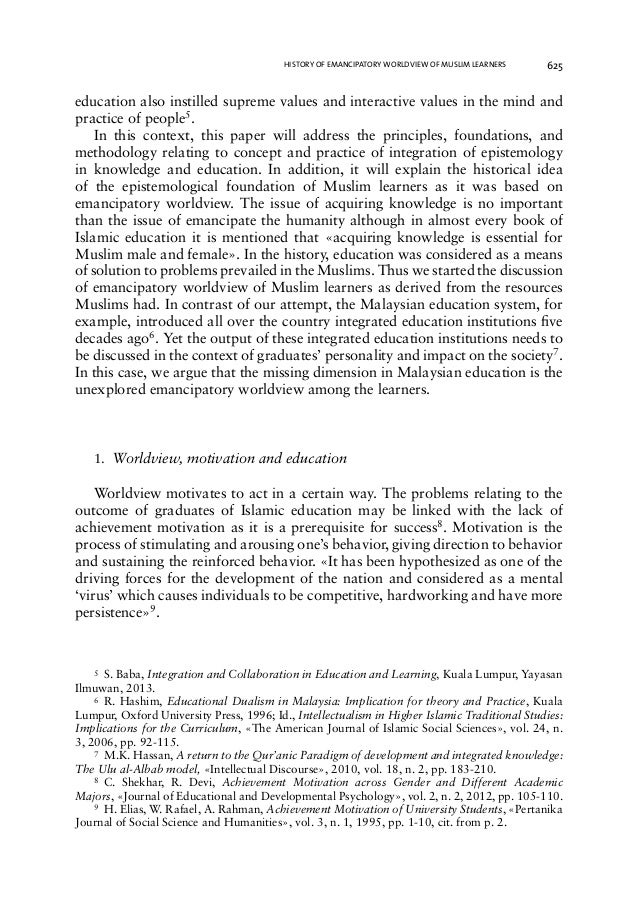 History Of Emancipatory Worldview Of Muslim Learners