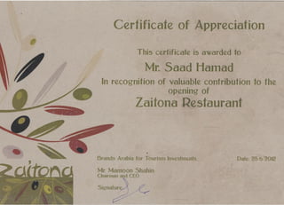 Certificate Of Appreciation 