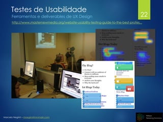 Marcelo Negrini – mnegrini@mnmark.com
Testes de Usabilidade
Ferramentas e deliverables de UX Design
http://www.masternewmedia.org/website-usability-testing-guide-to-the-best-profes...
22
 