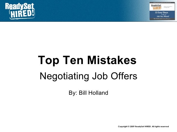 top 10 mistakes 8 negotiating job offers job offer negotiation