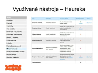 Využívané nástroje – Heureka
 