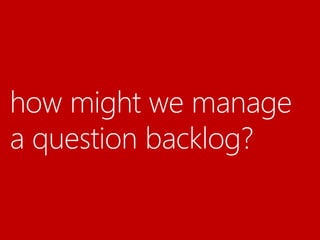 how might we manage
a question backlog?
 
