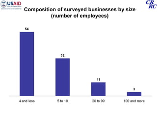 Composition of surveyed businesses by size (number of employees) 
