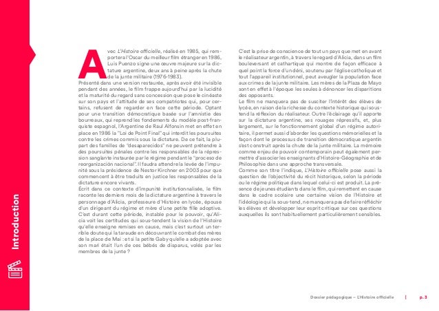 L'histoire officielle (le film) : dossier pédagogique Dossier pédagogique ... L'histoire officielle (le film) : dossier pédagogique Dossier pédagogique ...