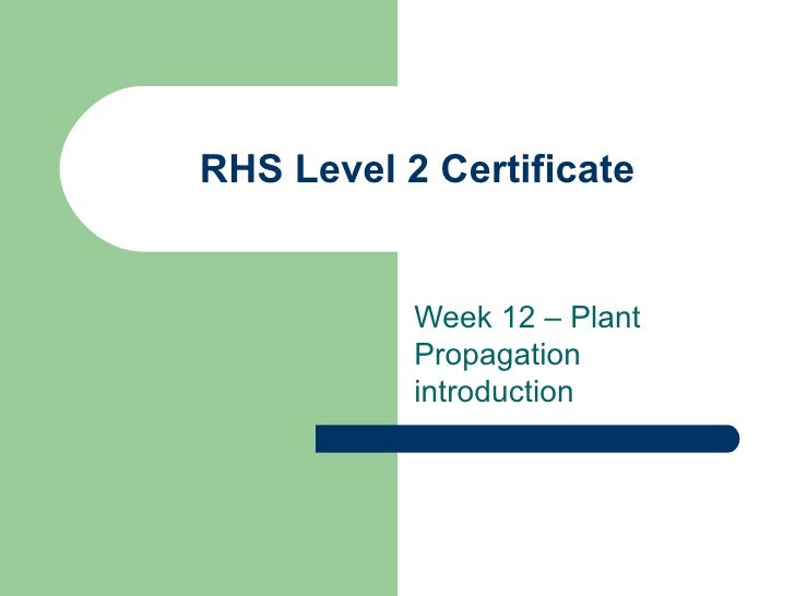 RHS Level 2 Certificate week 12 overview