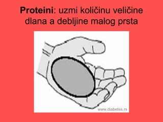 Proteini: uzmi količinu veličine
dlana a debljine malog prsta
www.diabetes.rs
 