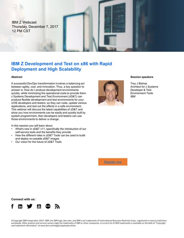 Webcast : IBM Z Development and Test on x86 with Rapid Deployment and ...