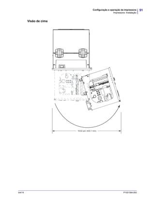 51Configuração e operação da impressora
Impressora: Instalação
9/4/14 P1051584-093
Visão de cima
16,62 pol. (422,1 mm)
 