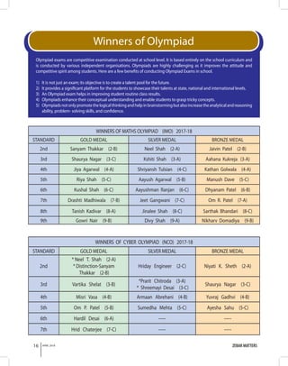 ZEBAR MATTERS16 APRIL 2018
Olympiad exams are competitive examination conducted at school level. It is based entirely on t...