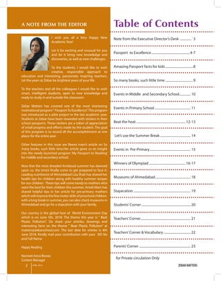 2 ZEBAR MATTERS
A NOTE FROM THE EDITOR
I wish you all a Very Happy New
Academic Year!
Let it be exciting and unusual for y...