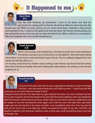 It Happened to me
Hetvi Shah
VI A
One day after finishing my homework, I went to my father and took his
permission for cyc...